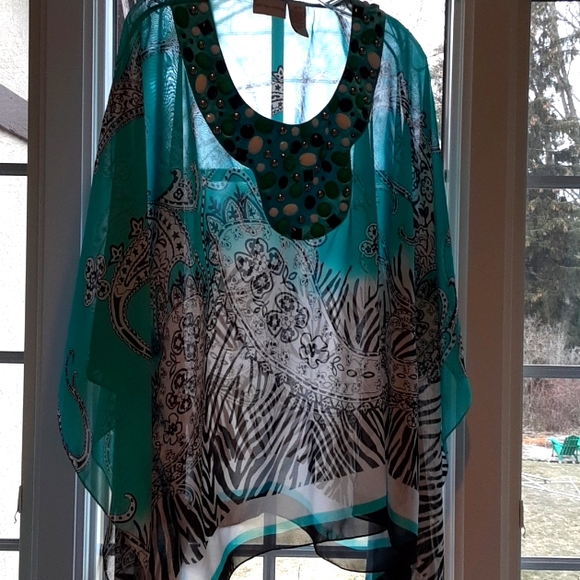 Soft Surroundings | Other | Turquoise Beaded Ruana Wrap | Poshmark